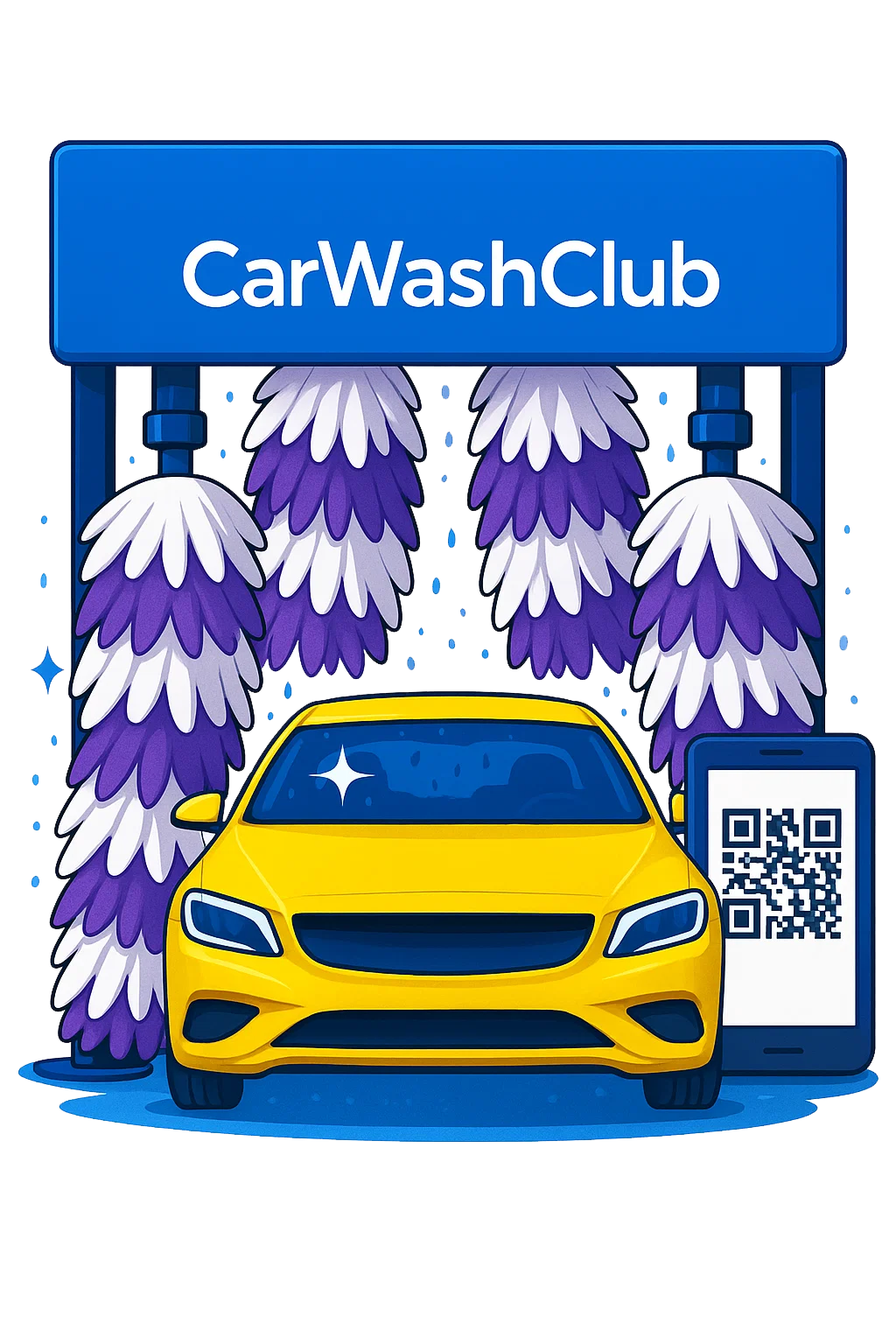 Voiture sortant carwash avec téléphone